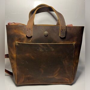 Portland Leather Mini Crossbody Tote brown purse bag